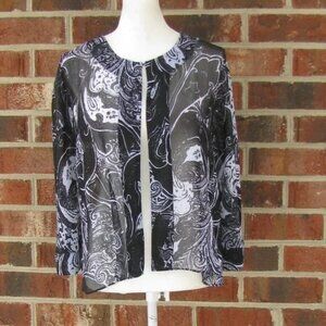 TravelSmith womens lightweight sheer open front paisley topper jacket Medium